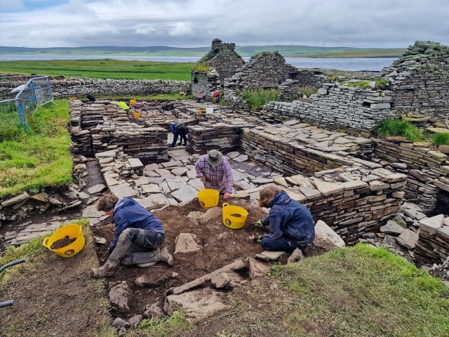 Extending the trench north at Skaill farm, Rousay, Orkney. An update on the first week of the 2026 season is now at archaeologyorkney.com